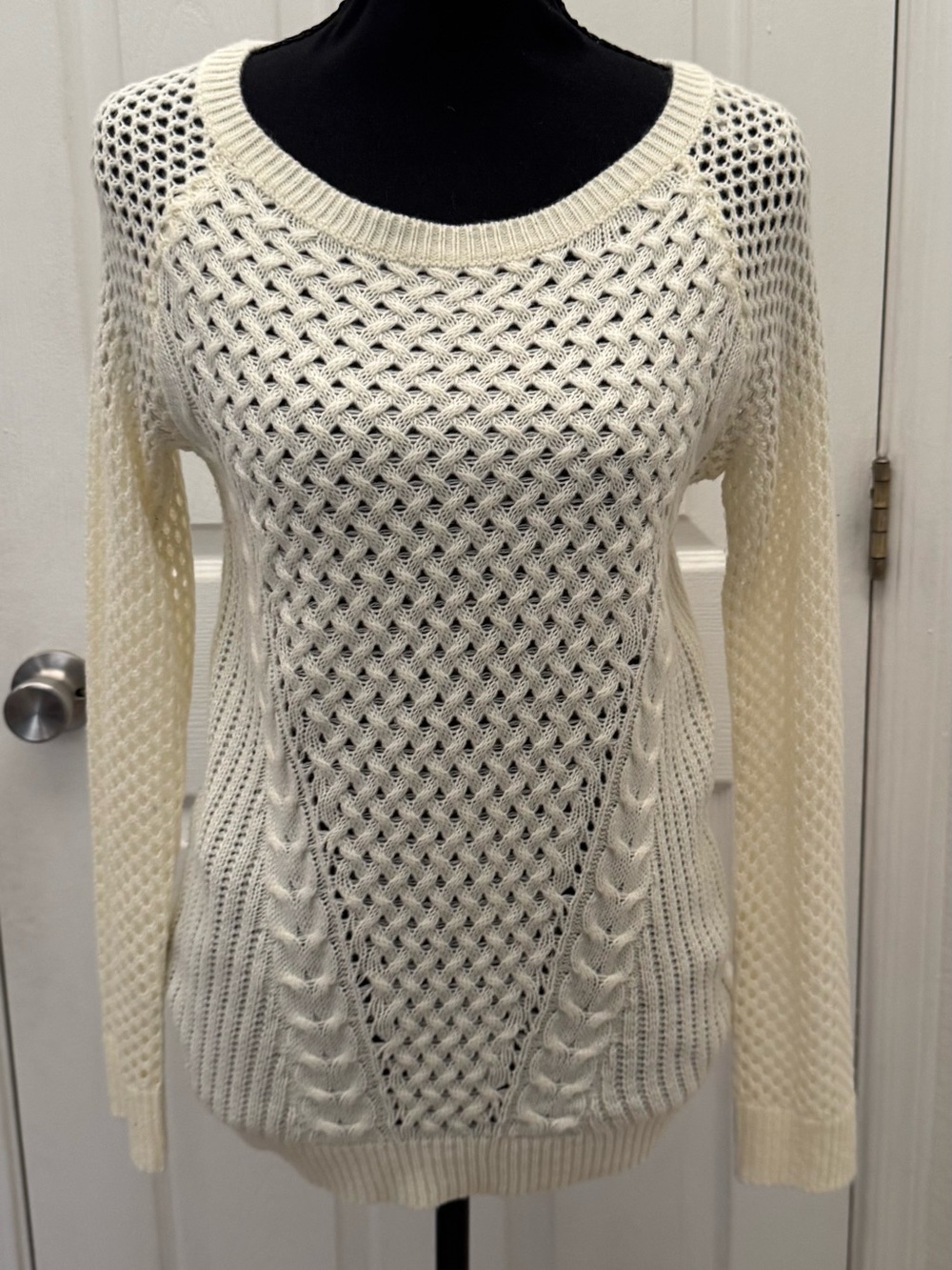 Hippie Rose Cream Open-Knit Cable Sweater